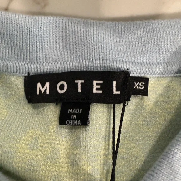 NEW Motel Rocks Baby Shroom Cropped Cardigan-Baby Blue/Yellow-Size XS - Picture 6 of 8